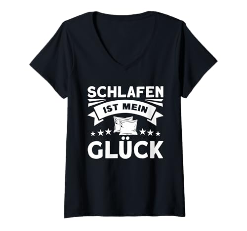 Damen Schlafen Ist Mein Glück T-Shirt mit V-Ausschnitt Damen Schlafen Ist Mein Glück T-Shirt mit V-Ausschnitt von Schlafen Spruch Schlafen Ist Mein Glück Outfit