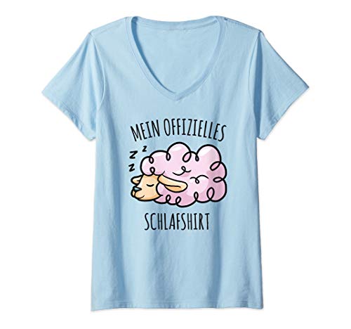 Damen Schaf - Mein Offizielles Schlafshirt T-Shirt mit V-Ausschnitt von Schlafen Träumen Entspannen Schlummern