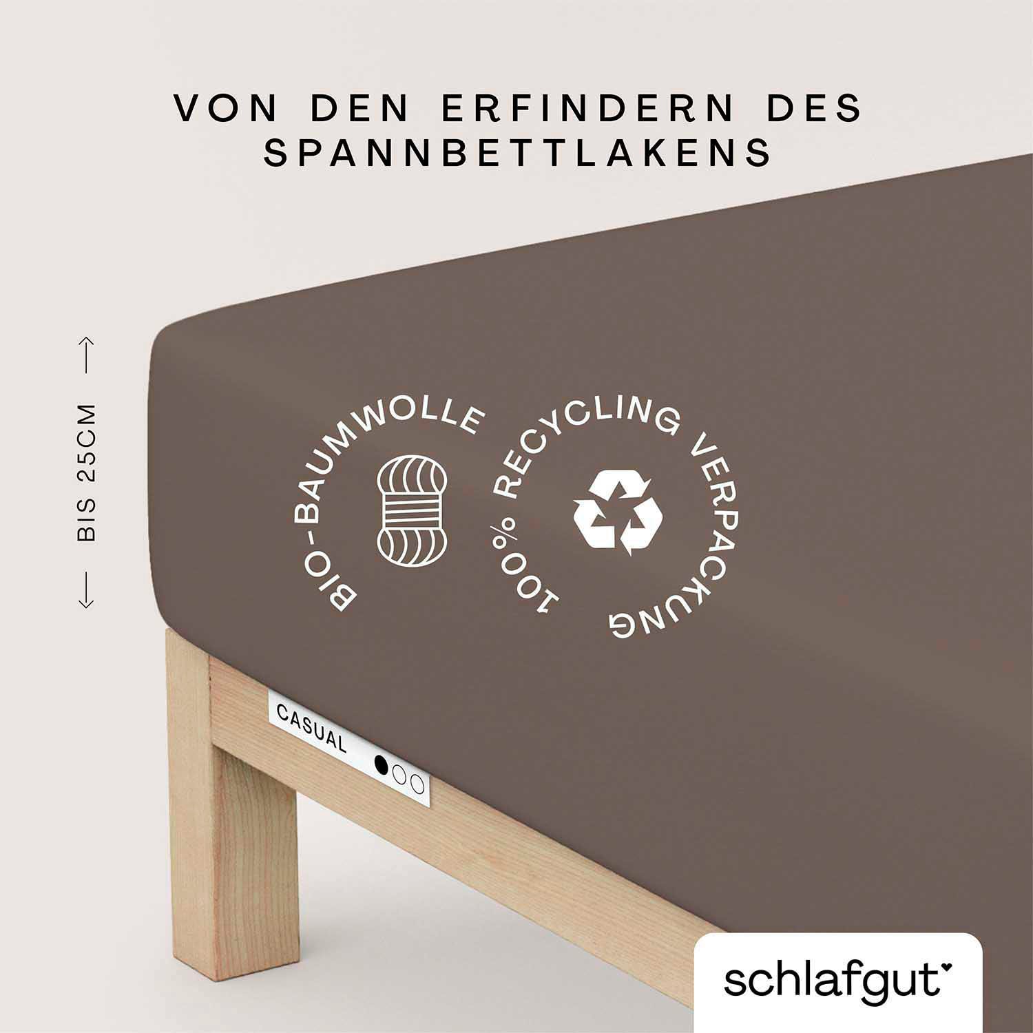 Schlafgut Spannbettlaken "CASUAL u.a. in Gr. 90x200, 140x200 oder 180x200 cm, 100% Bio-Baumwolle" von Schlafgut