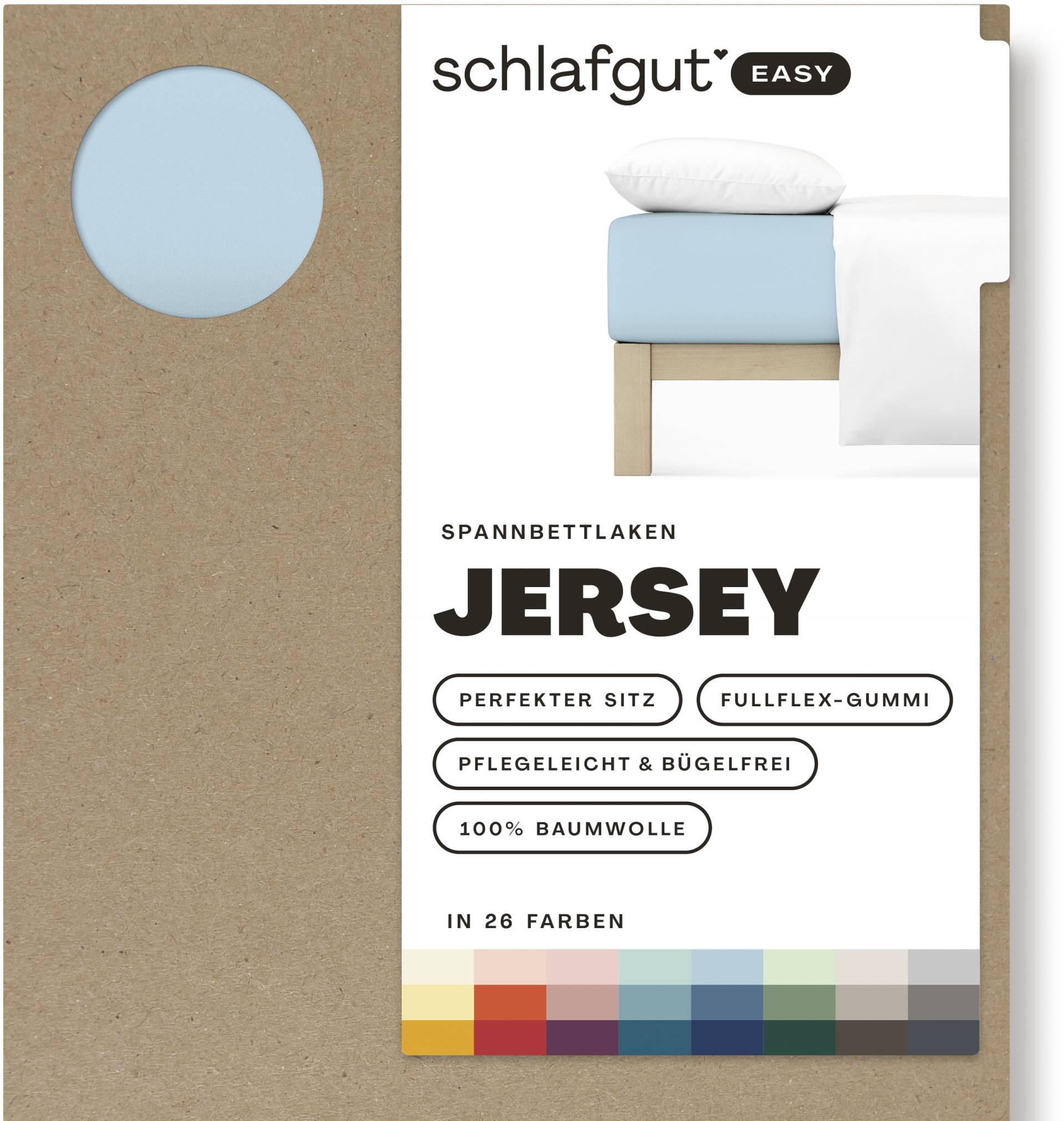 Schlafgut Spannbettlaken "EASY aus 100% Baumwolle, weich & saugfähig, Marken-Bettlaken" für Matratzen bis 22 cm Höhe, in 90x200, 140x200 oder 180x200 cm von Schlafgut