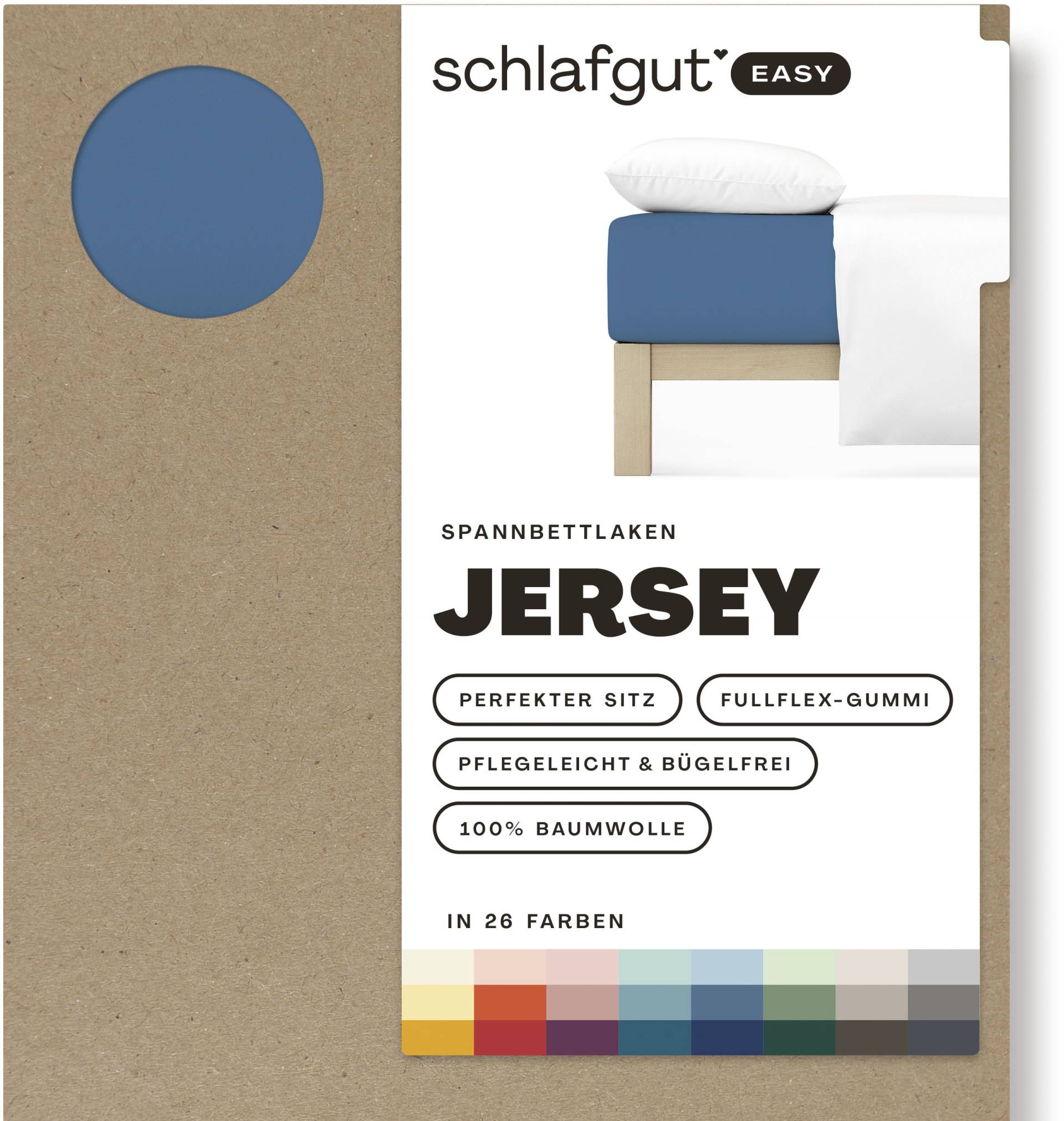 Schlafgut Spannbettlaken "EASY aus 100% Baumwolle, weich & saugfähig, Marken-Bettlaken" für Matratzen bis 22 cm Höhe, in 90x200, 140x200 oder 180x200 cm von Schlafgut