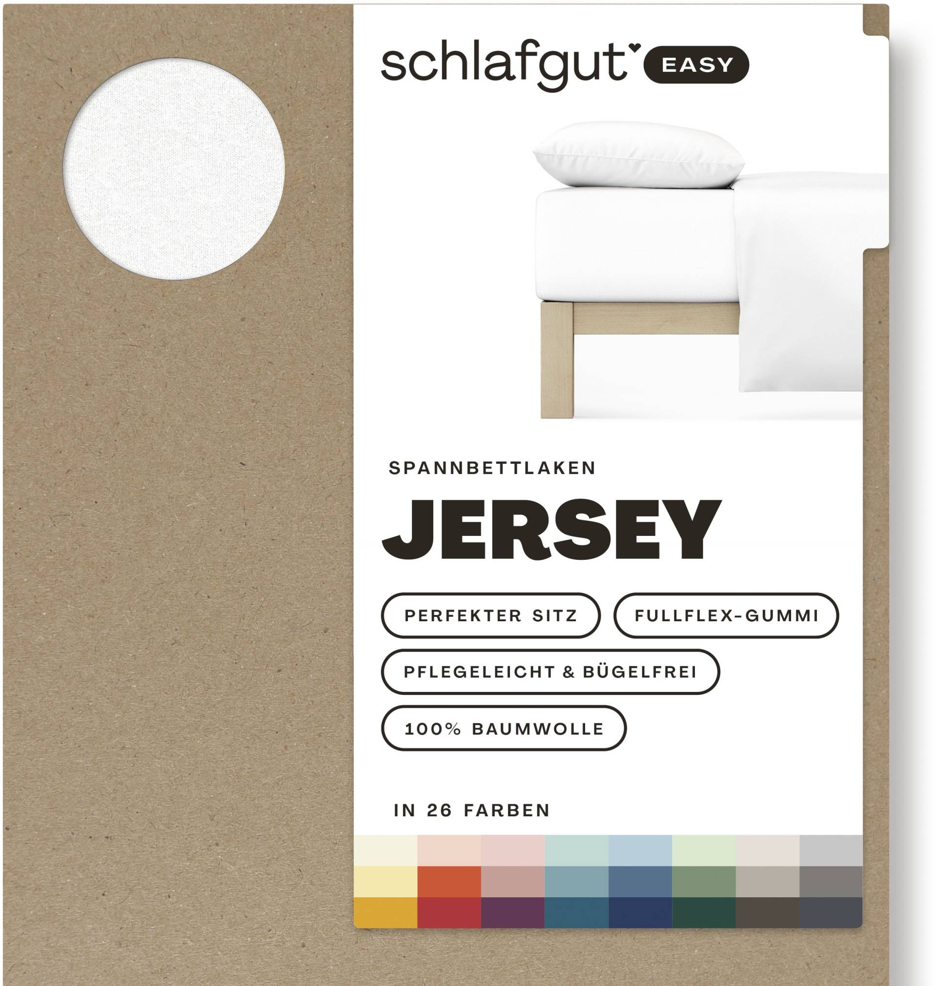 Schlafgut Spannbettlaken "EASY aus 100% Baumwolle, weich & saugfähig, Marken-Bettlaken" für Matratzen bis 22 cm Höhe, in 90x200, 140x200 oder 180x200 cm von Schlafgut