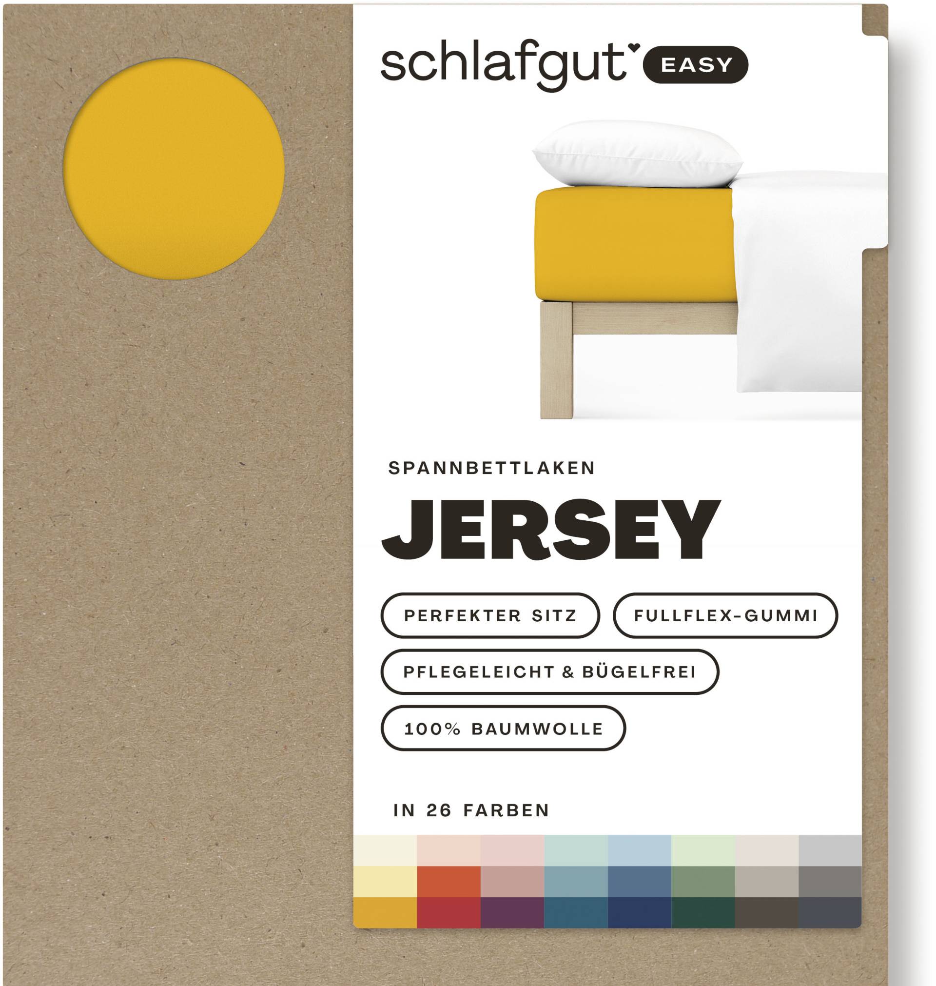 Schlafgut Spannbettlaken "EASY aus 100% Baumwolle, weich & saugfähig, Marken-Bettlaken" für Matratzen bis 22 cm Höhe, in 90x200, 140x200 oder 180x200 cm von Schlafgut