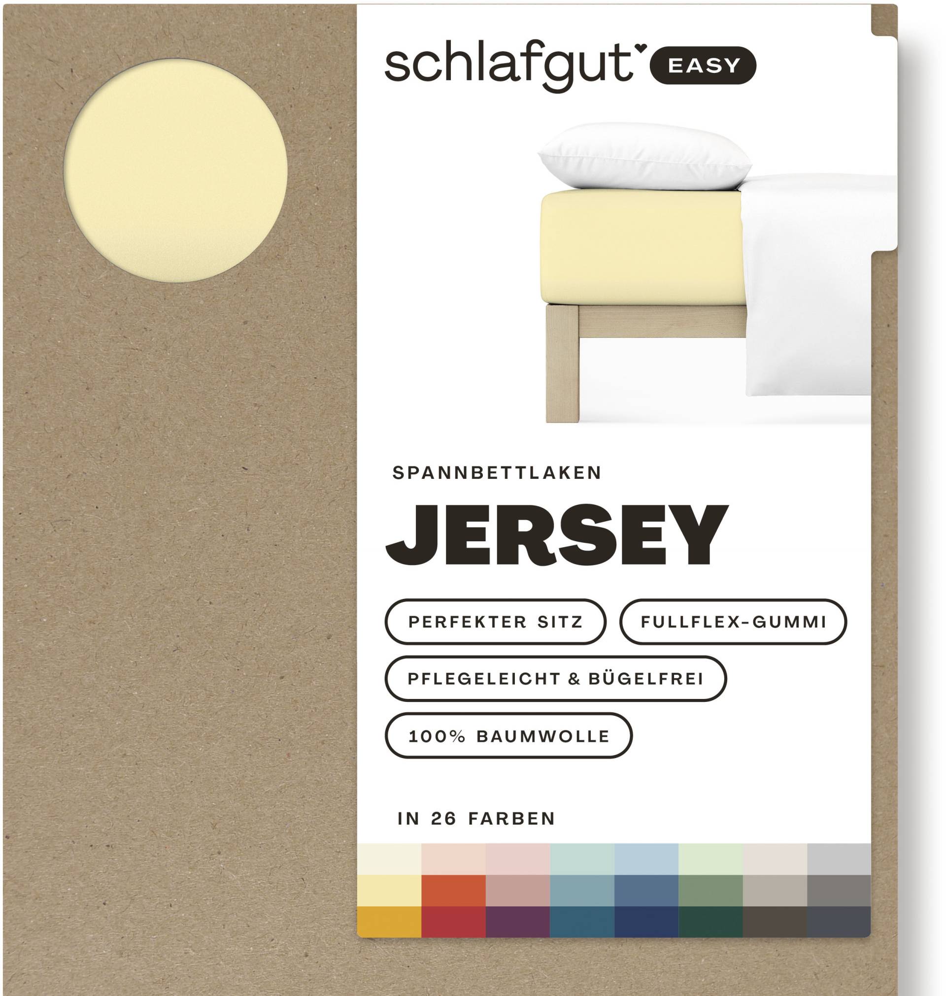 Schlafgut Spannbettlaken "EASY aus 100% Baumwolle, weich & saugfähig, Marken-Bettlaken" für Matratzen bis 22 cm Höhe, in 90x200, 140x200 oder 180x200 cm von Schlafgut