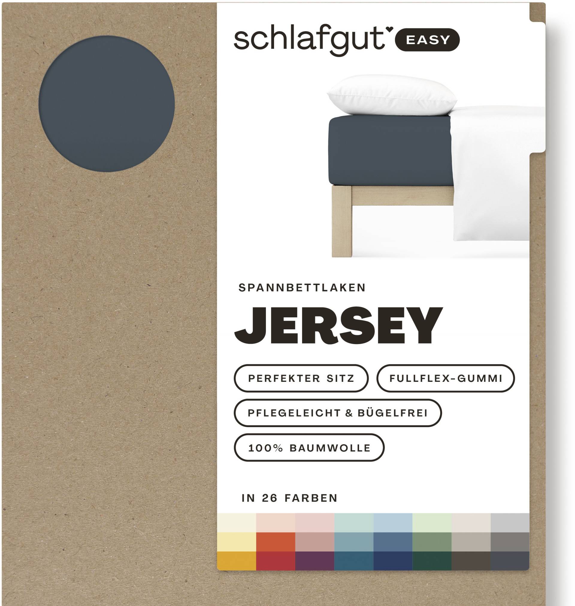 Schlafgut Spannbettlaken "EASY aus 100% Baumwolle, weich & saugfähig, Marken-Bettlaken" für Matratzen bis 22 cm Höhe, in 90x200, 140x200 oder 180x200 cm von Schlafgut