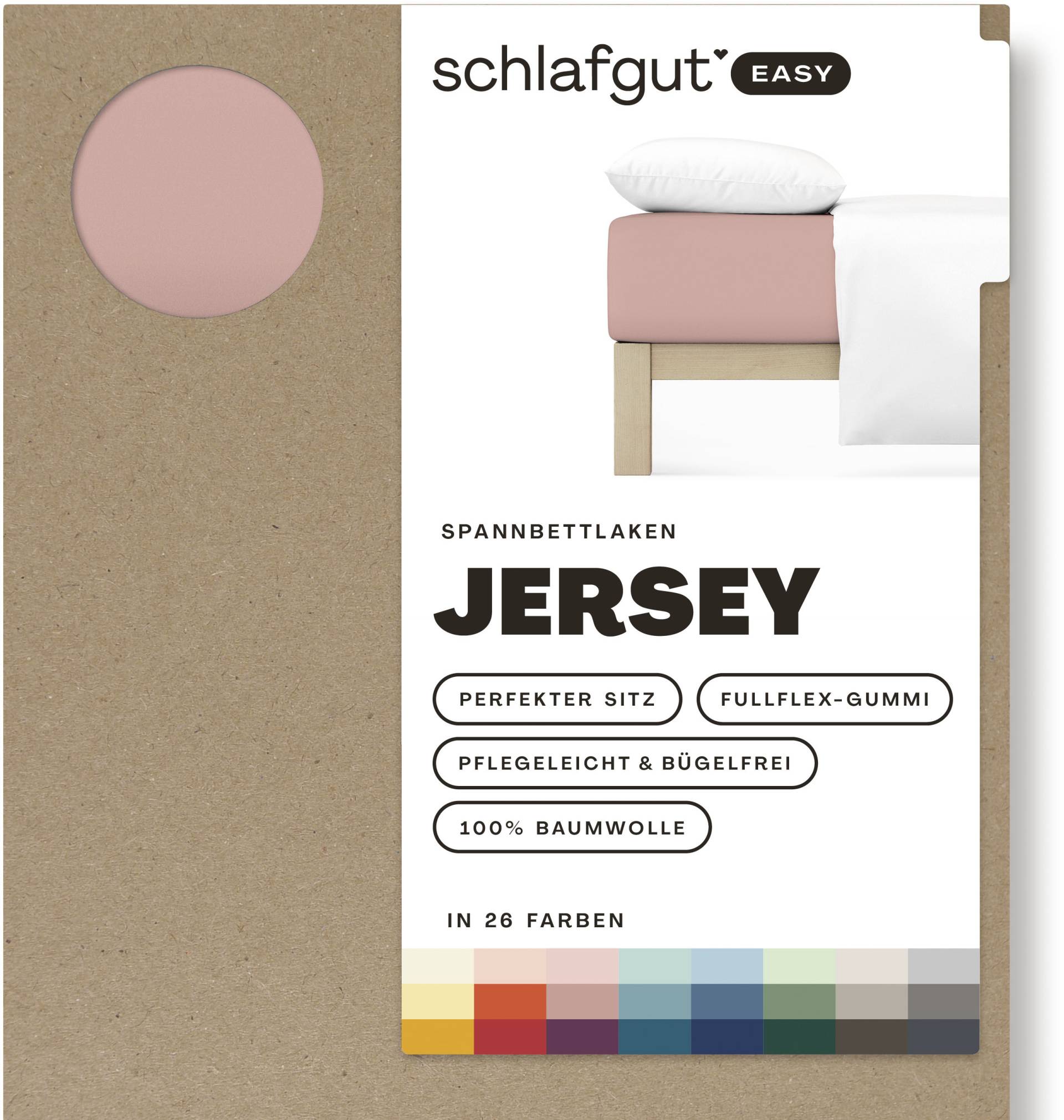 Schlafgut Spannbettlaken "EASY aus 100% Baumwolle, weich & saugfähig, Marken-Bettlaken" für Matratzen bis 22 cm Höhe, in 90x200, 140x200 oder 180x200 cm von Schlafgut