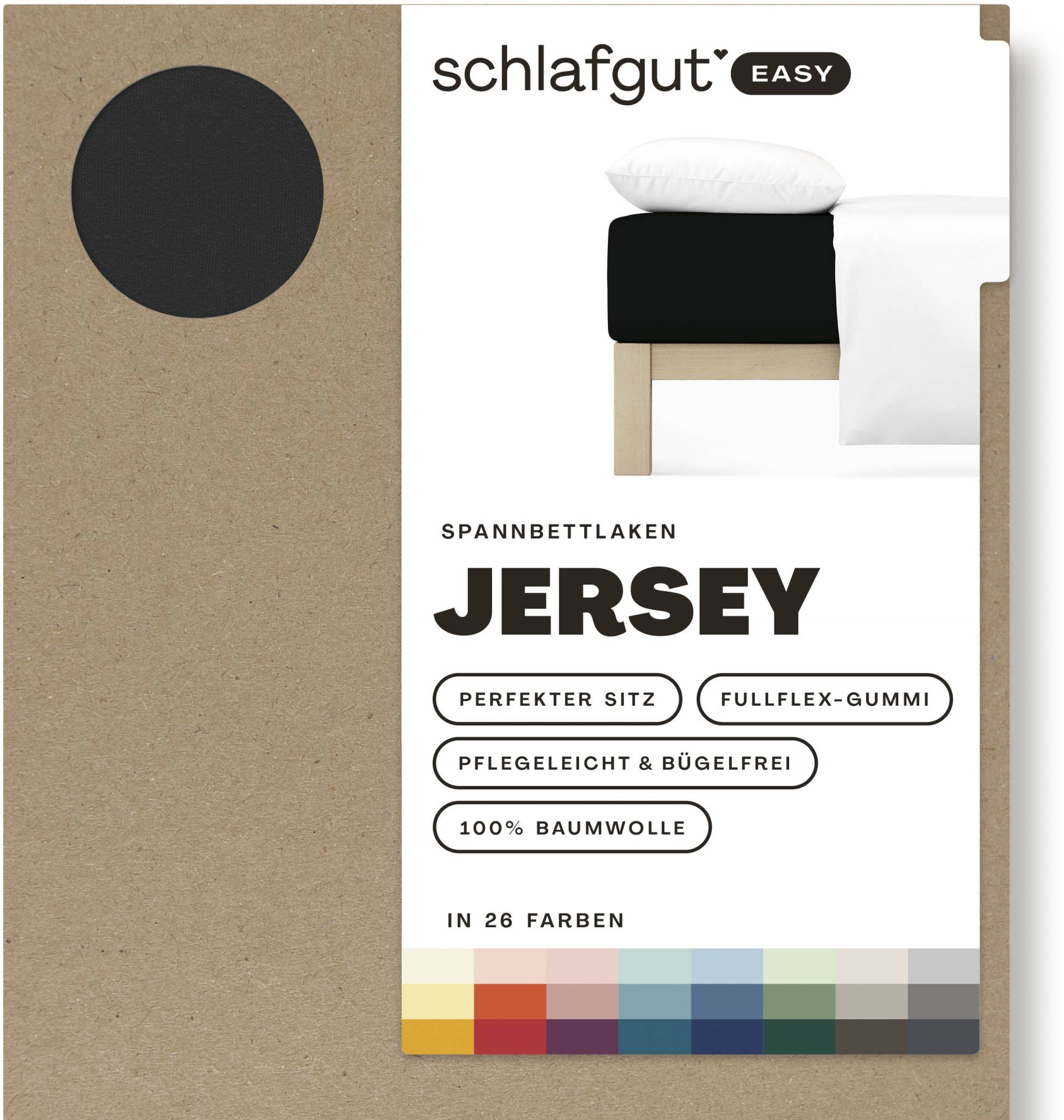 Schlafgut Spannbettlaken "EASY aus 100% Baumwolle, weich & saugfähig, Marken-Bettlaken" für Matratzen bis 22 cm Höhe, in 90x200, 140x200 oder 180x200 cm von Schlafgut