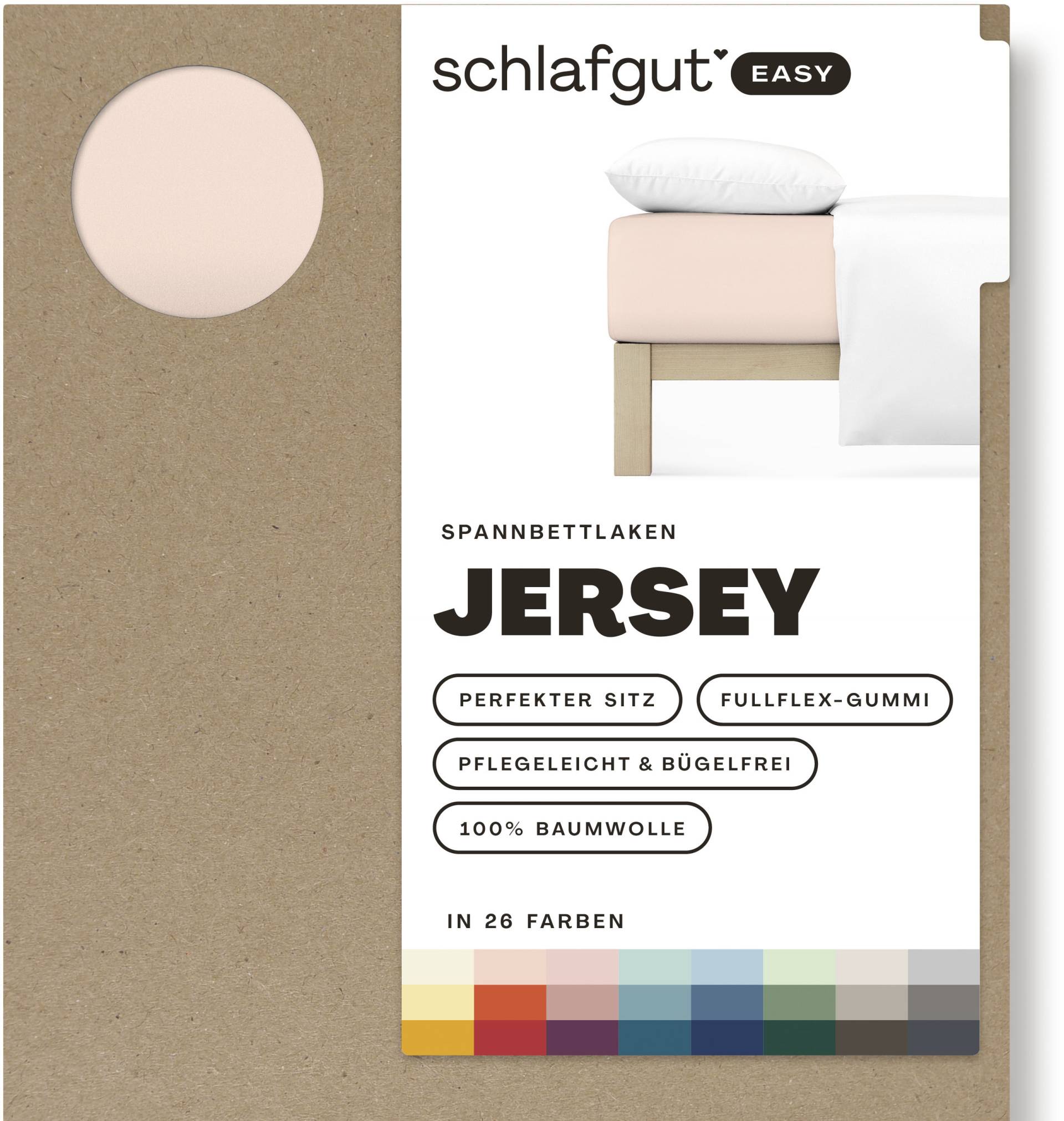 Schlafgut Spannbettlaken "EASY aus 100% Baumwolle, weich & saugfähig, Marken-Bettlaken" für Matratzen bis 22 cm Höhe, in 90x200, 140x200 oder 180x200 cm von Schlafgut