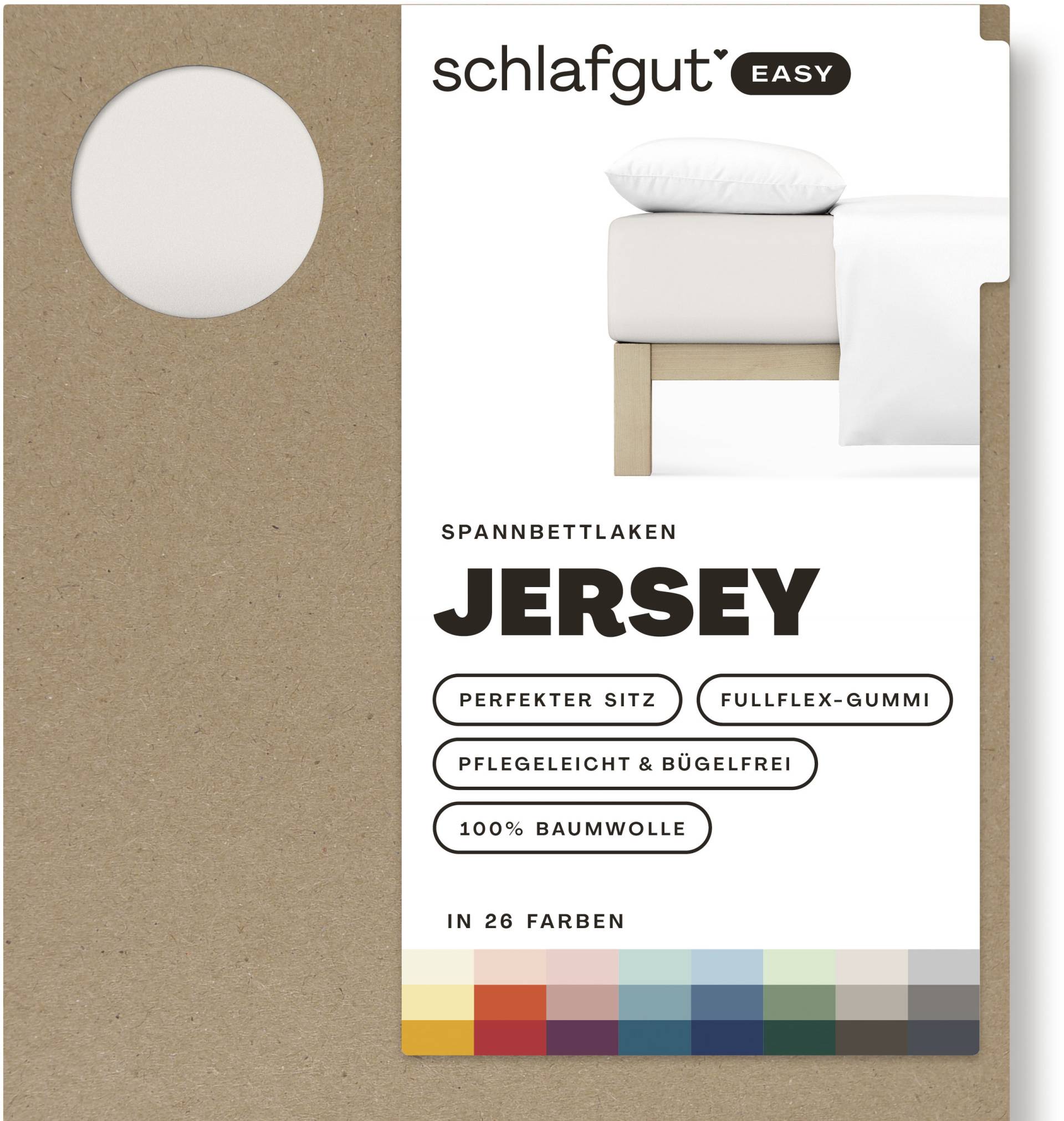 Schlafgut Spannbettlaken "EASY aus 100% Baumwolle, weich & saugfähig, Marken-Bettlaken" für Matratzen bis 22 cm Höhe, in 90x200, 140x200 oder 180x200 cm von Schlafgut