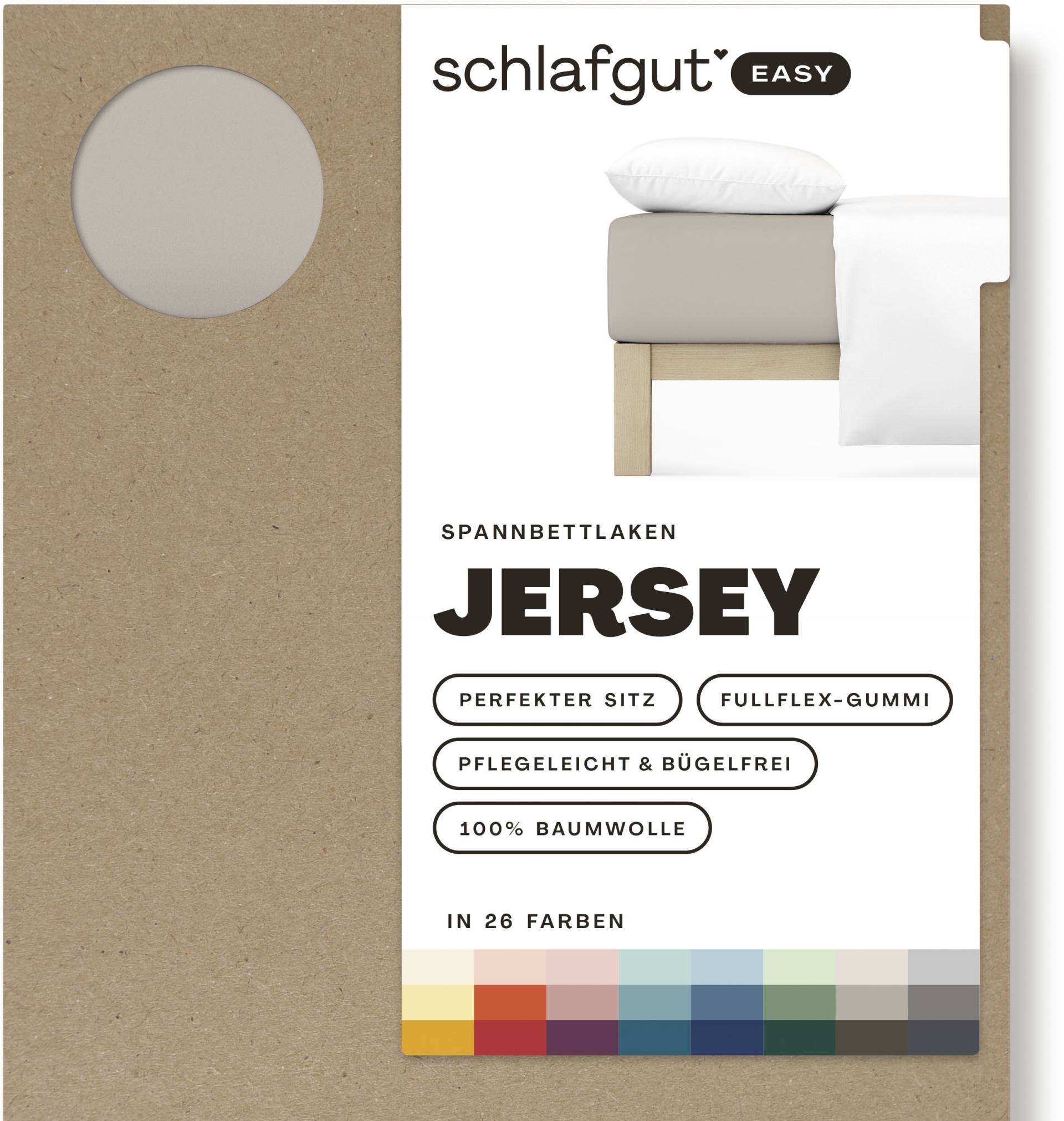 Schlafgut Spannbettlaken "EASY aus 100% Baumwolle, weich & saugfähig, Marken-Bettlaken" für Matratzen bis 22 cm Höhe, in 90x200, 140x200 oder 180x200 cm von Schlafgut