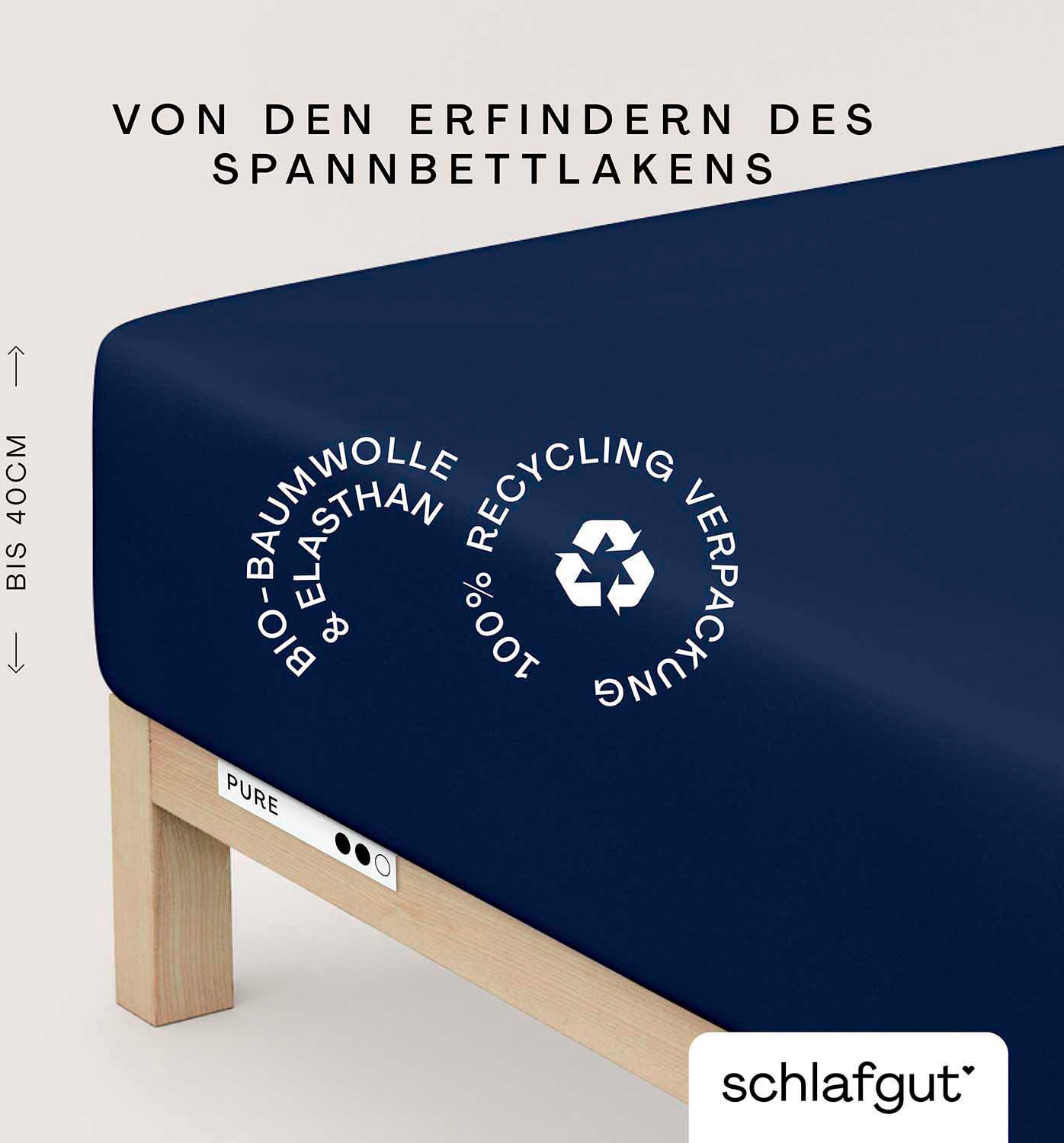 Schlafgut Spannbettlaken "PURE BOXSPRING in Gr. 90x200, 140x200 oder 180x200, für Boxspringbett" aus Bio-Baumwolle, für Matratzen bis 40 cm Höhe, Bettlaken von Schlafgut
