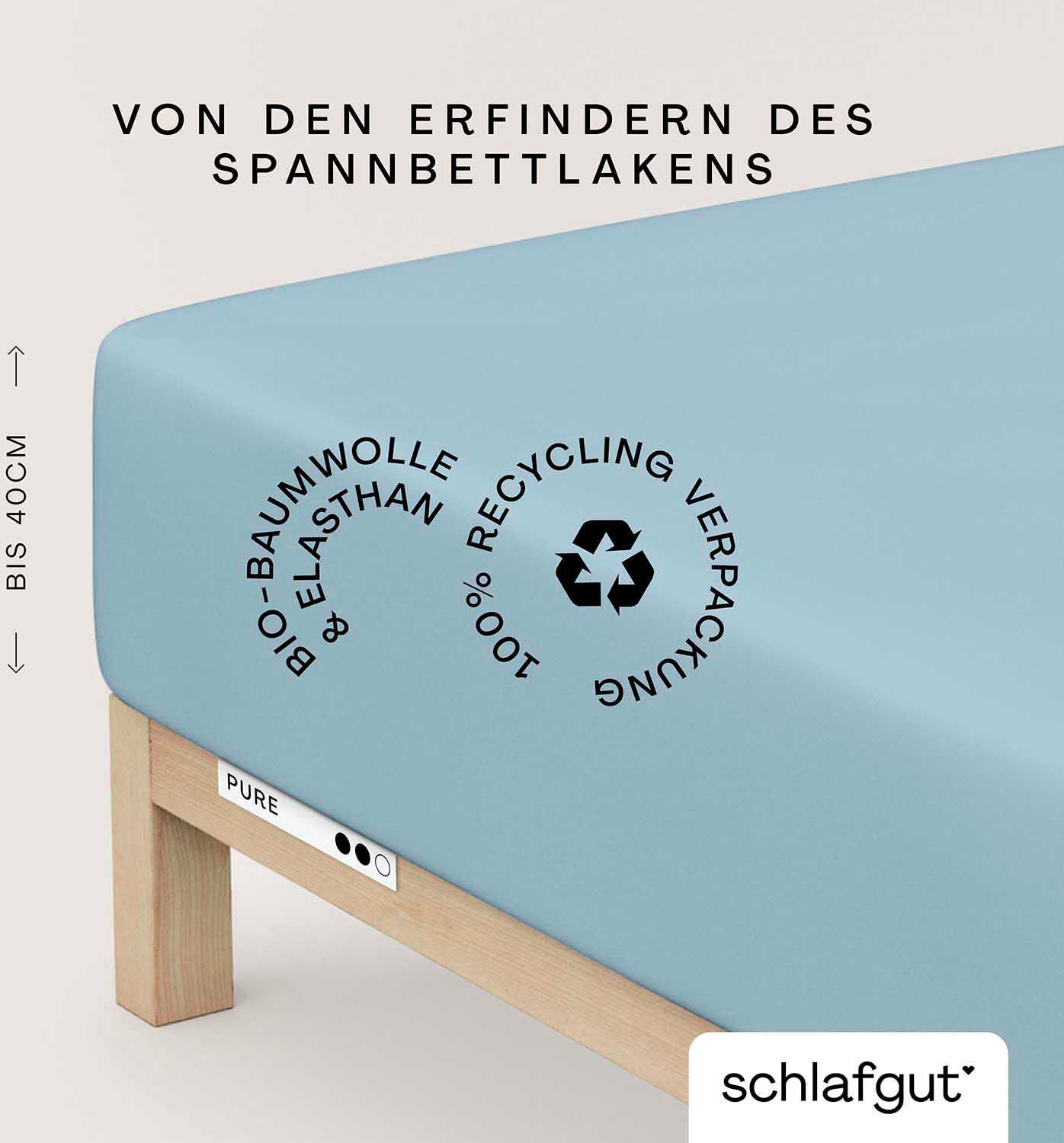 Schlafgut Spannbettlaken "PURE BOXSPRING in Gr. 90x200, 140x200 oder 180x200, für Boxspringbett" aus Bio-Baumwolle, für Matratzen bis 40 cm Höhe, Bettlaken von Schlafgut