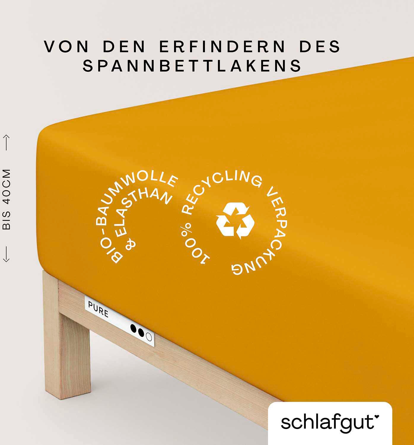 Schlafgut Spannbettlaken "PURE BOXSPRING in Gr. 90x200, 140x200 oder 180x200, für Boxspringbett" aus Bio-Baumwolle, für Matratzen bis 40 cm Höhe, Bettlaken von Schlafgut