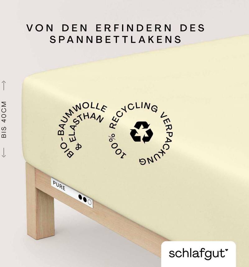 Schlafgut Spannbettlaken "PURE BOXSPRING in Gr. 90x200, 140x200 oder 180x200, für Boxspringbett" aus Bio-Baumwolle, für Matratzen bis 40 cm Höhe, Bettlaken von Schlafgut