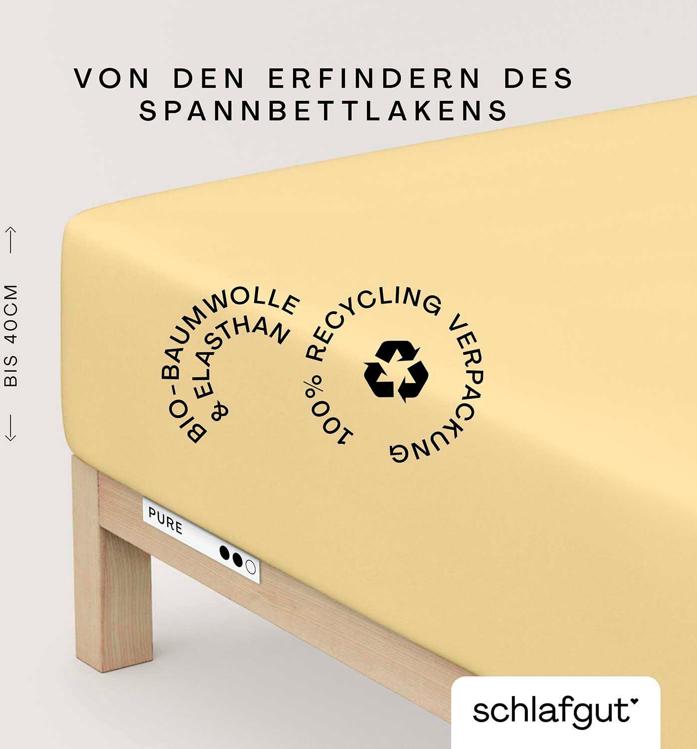 Schlafgut Spannbettlaken "PURE BOXSPRING in Gr. 90x200, 140x200 oder 180x200, für Boxspringbett" aus Bio-Baumwolle, für Matratzen bis 40 cm Höhe, Bettlaken von Schlafgut