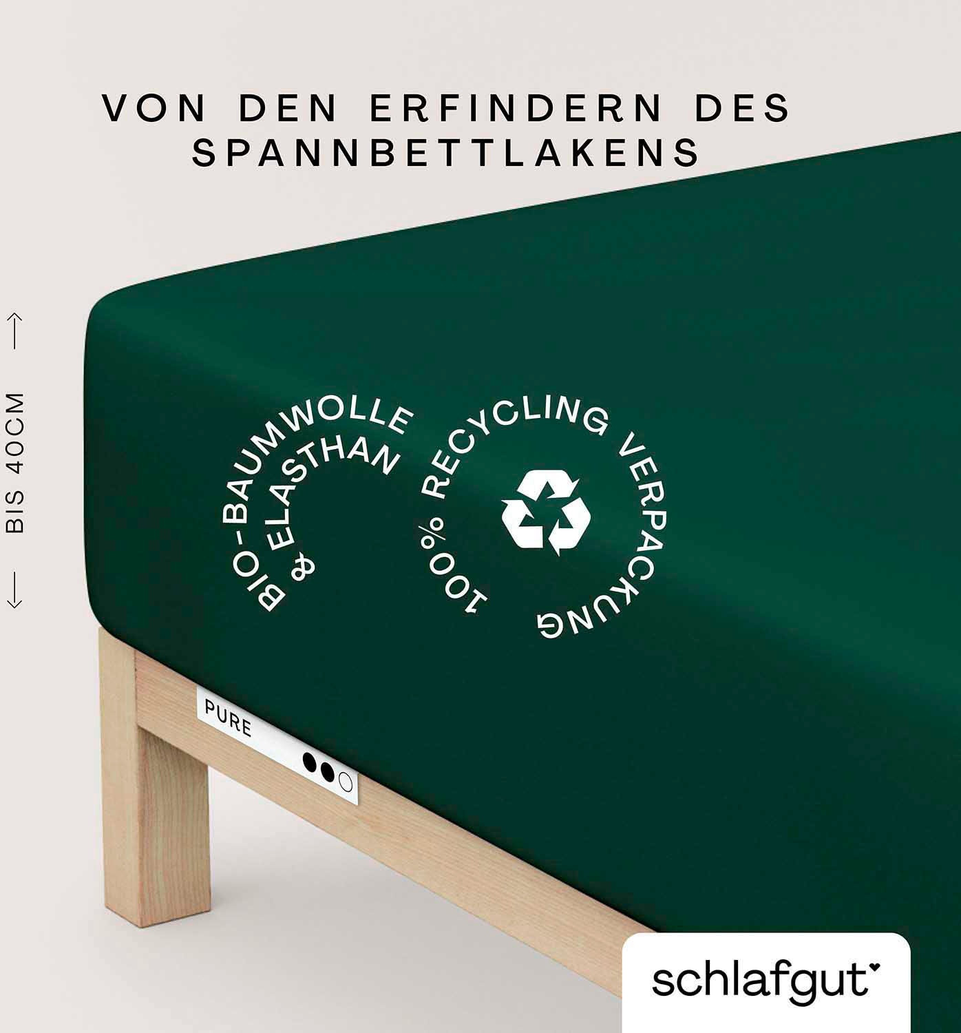 Schlafgut Spannbettlaken "PURE BOXSPRING in Gr. 90x200, 140x200 oder 180x200, für Boxspringbett" aus Bio-Baumwolle, für Matratzen bis 40 cm Höhe, Bettlaken von Schlafgut