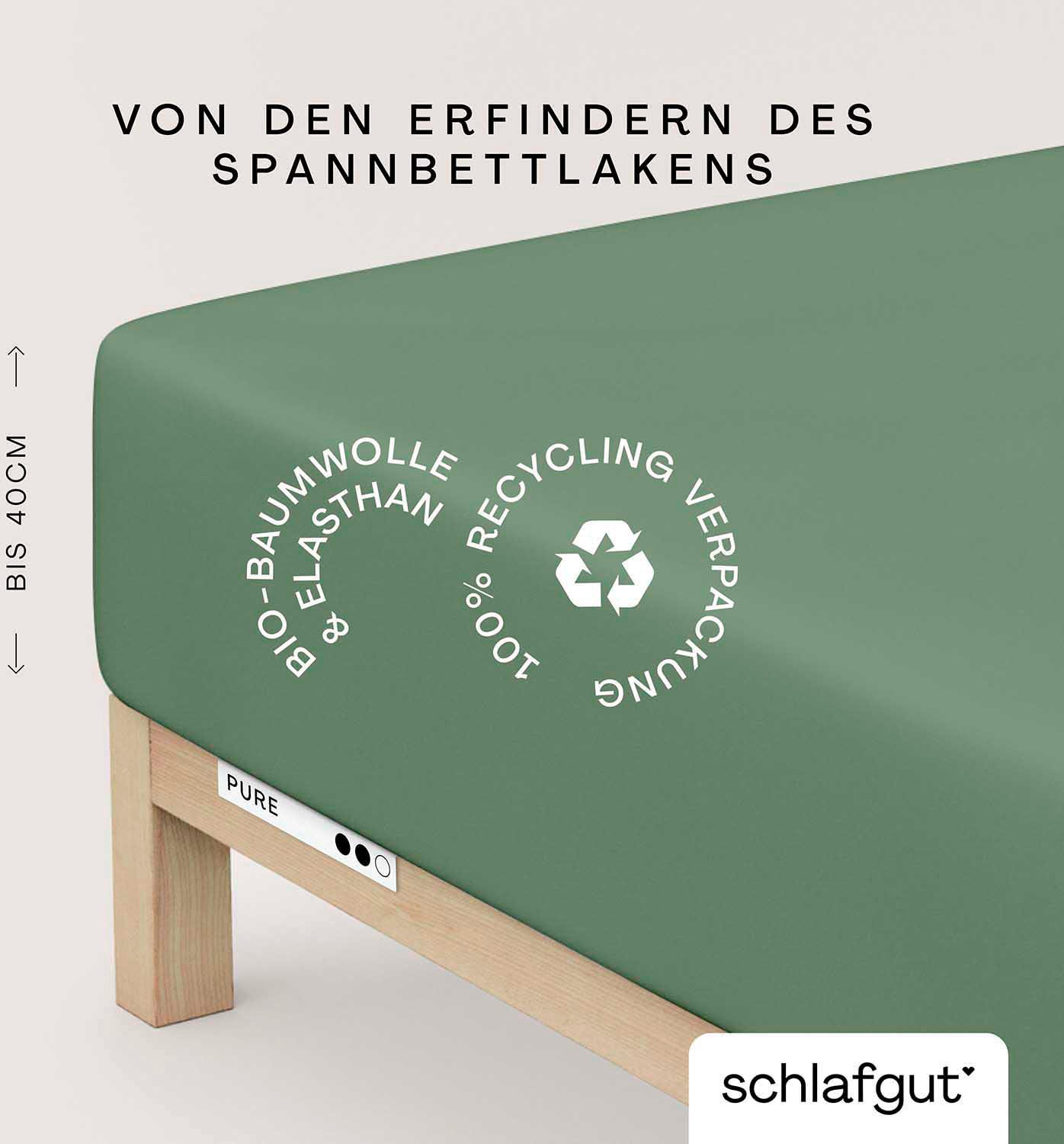 Schlafgut Spannbettlaken "PURE BOXSPRING in Gr. 90x200, 140x200 oder 180x200, für Boxspringbett" aus Bio-Baumwolle, für Matratzen bis 40 cm Höhe, Bettlaken von Schlafgut