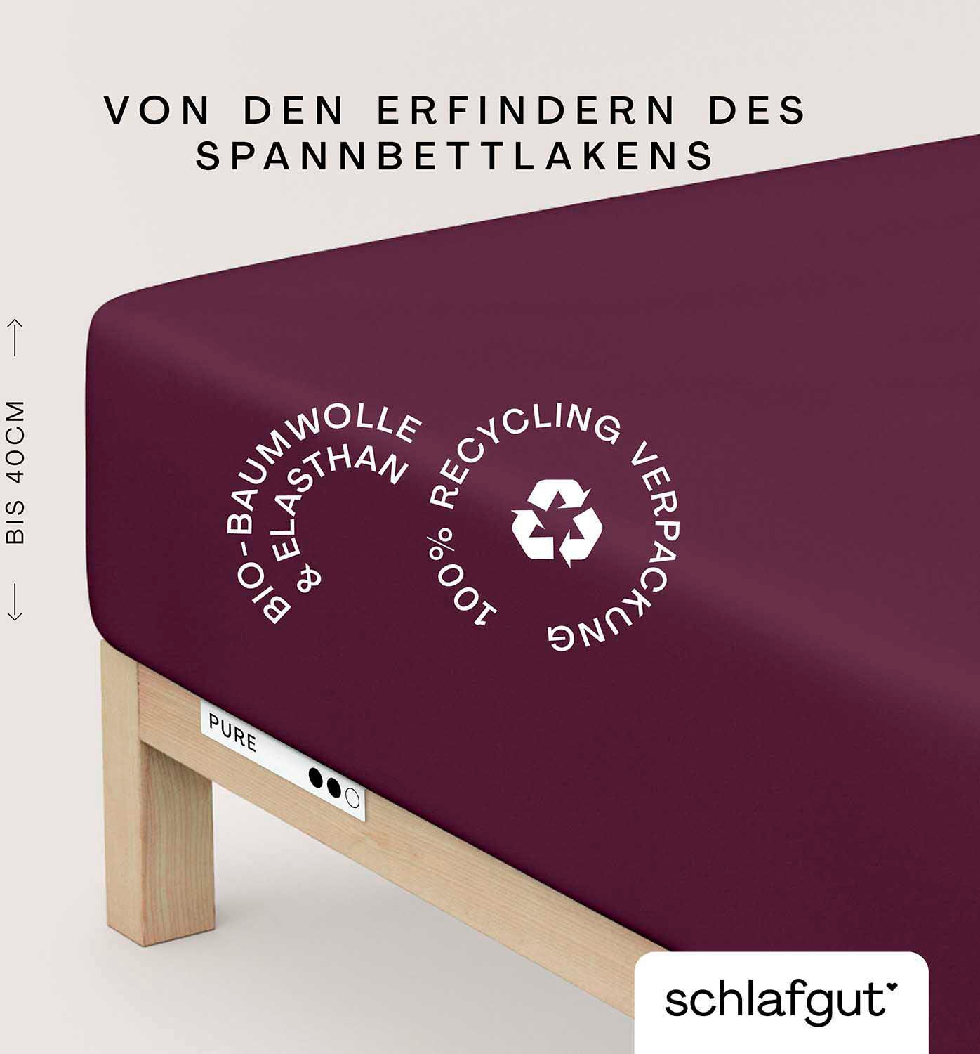 Schlafgut Spannbettlaken "PURE BOXSPRING in Gr. 90x200, 140x200 oder 180x200, für Boxspringbett" aus Bio-Baumwolle, für Matratzen bis 40 cm Höhe, Bettlaken von Schlafgut