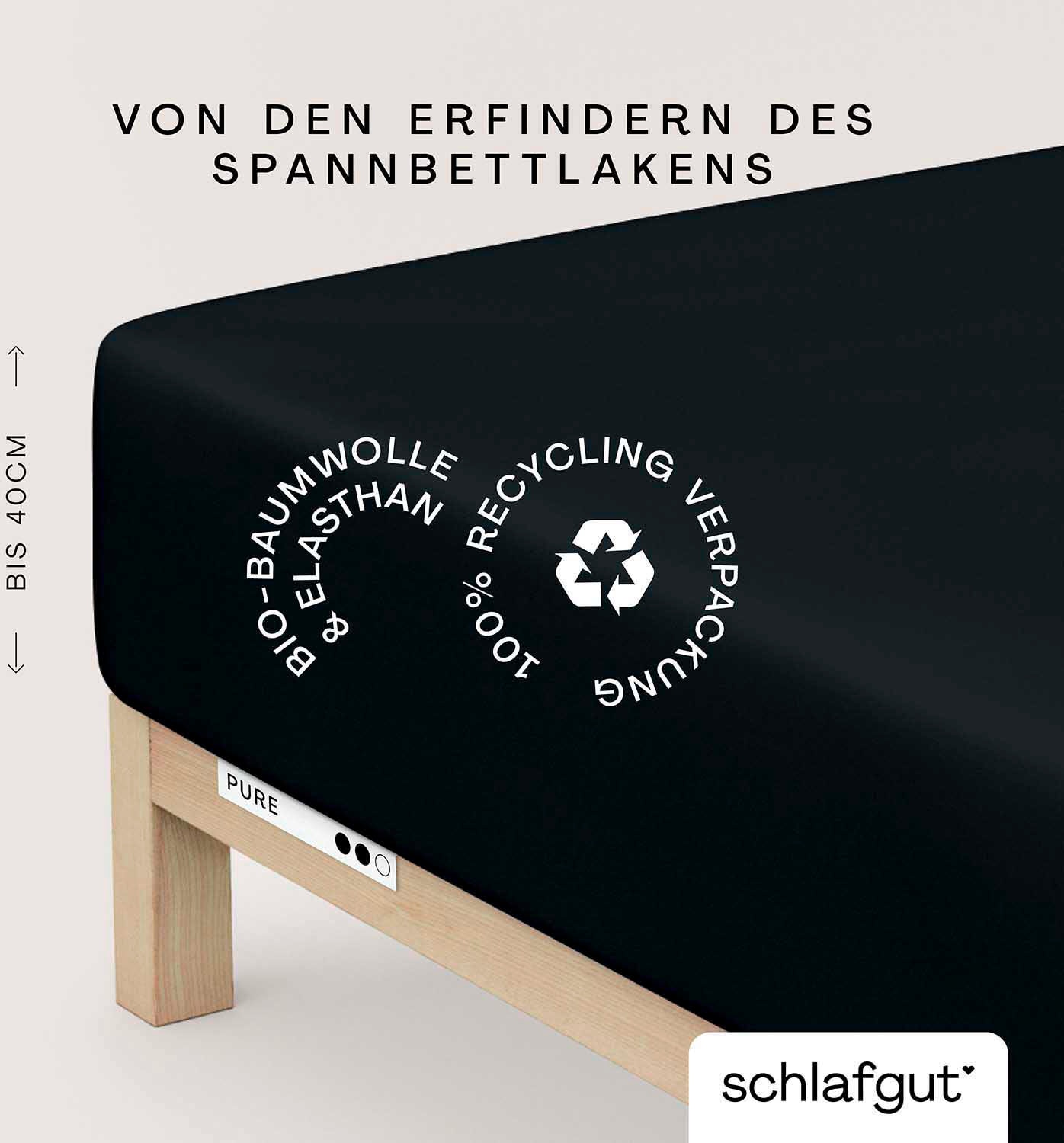 Schlafgut Spannbettlaken "PURE BOXSPRING in Gr. 90x200, 140x200 oder 180x200, für Boxspringbett" aus Bio-Baumwolle, für Matratzen bis 40 cm Höhe, Bettlaken von Schlafgut