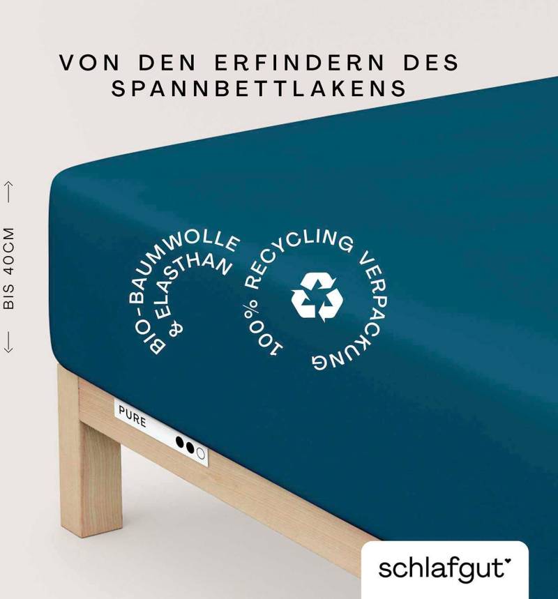 Schlafgut Spannbettlaken "PURE BOXSPRING in Gr. 90x200, 140x200 oder 180x200, für Boxspringbett" aus Bio-Baumwolle, für Matratzen bis 40 cm Höhe, Bettlaken von Schlafgut