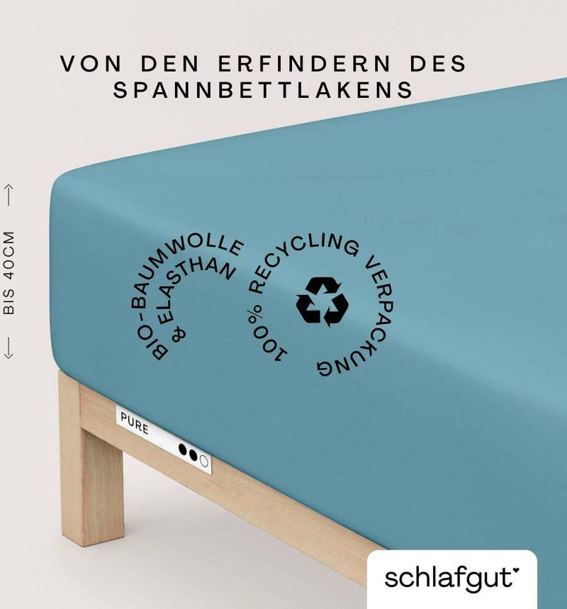 Schlafgut Spannbettlaken "PURE BOXSPRING in Gr. 90x200, 140x200 oder 180x200, für Boxspringbett" aus Bio-Baumwolle, für Matratzen bis 40 cm Höhe, Bettlaken von Schlafgut