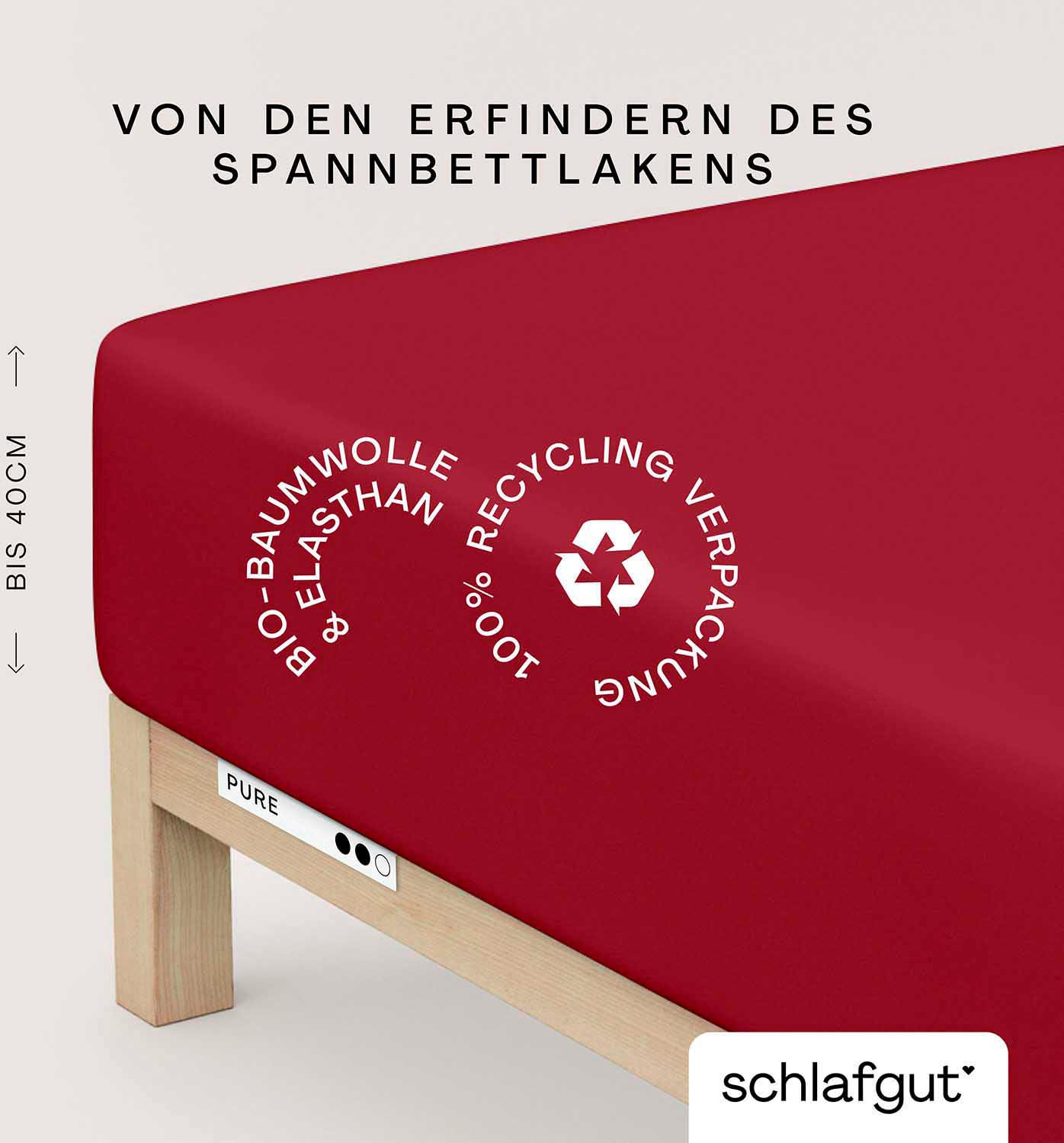 Schlafgut Spannbettlaken "PURE BOXSPRING in Gr. 90x200, 140x200 oder 180x200, für Boxspringbett" aus Bio-Baumwolle, für Matratzen bis 40 cm Höhe, Bettlaken von Schlafgut