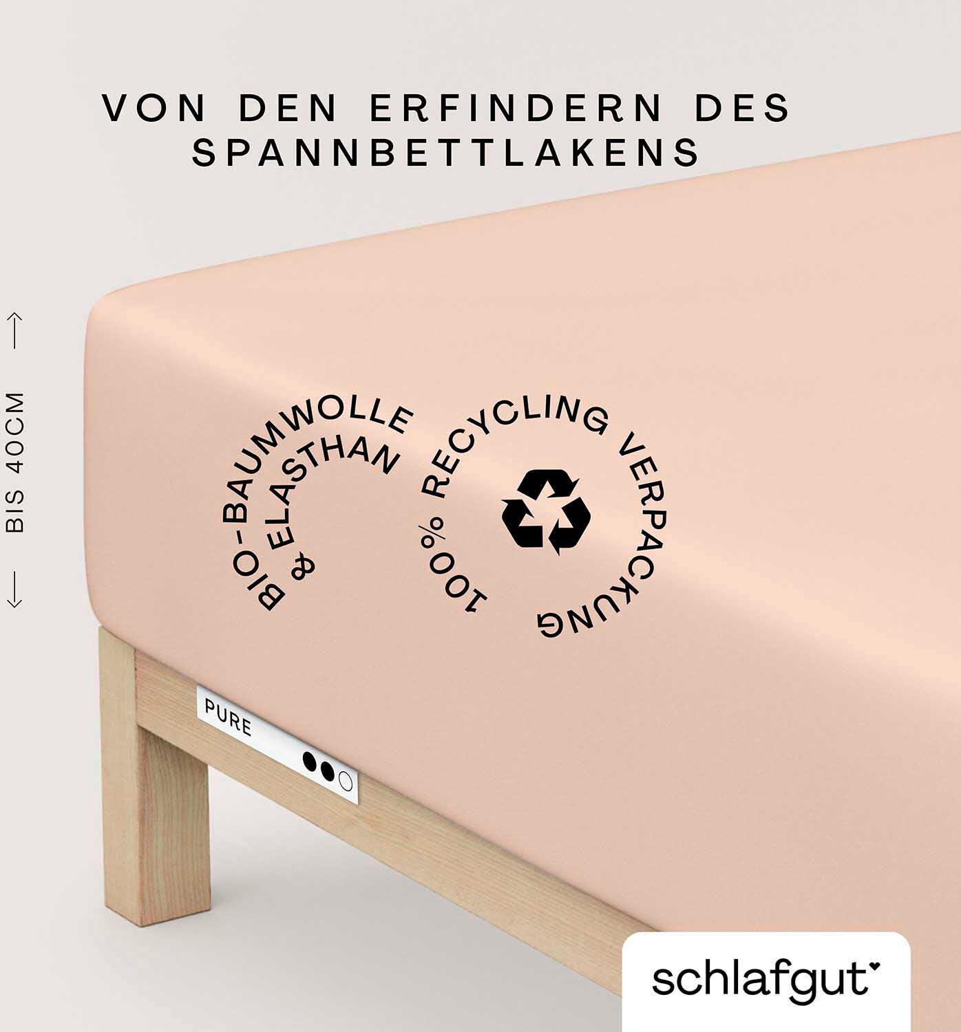 Schlafgut Spannbettlaken "PURE BOXSPRING in Gr. 90x200, 140x200 oder 180x200, für Boxspringbett" aus Bio-Baumwolle, für Matratzen bis 40 cm Höhe, Bettlaken von Schlafgut