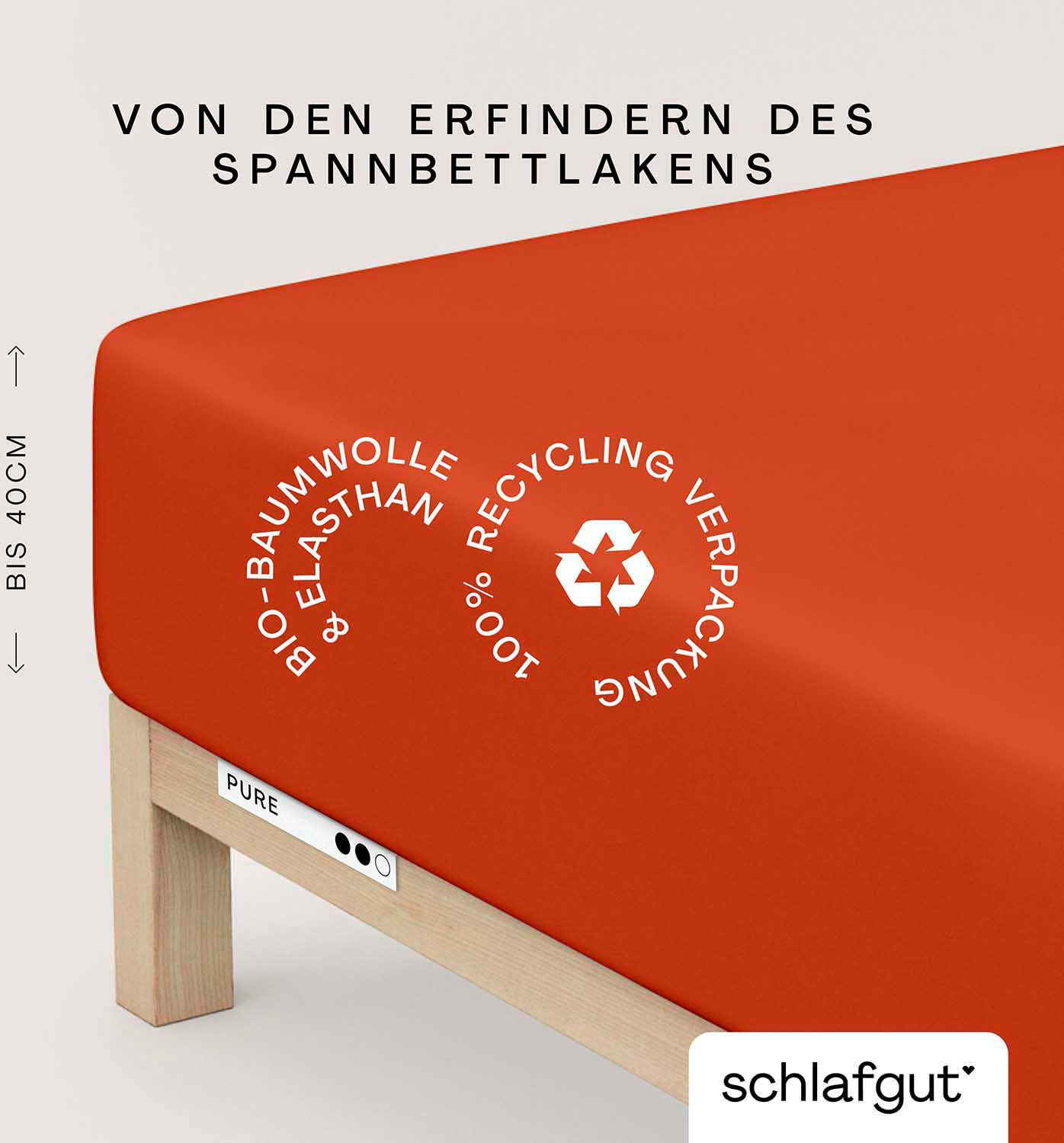 Schlafgut Spannbettlaken "PURE BOXSPRING in Gr. 90x200, 140x200 oder 180x200, für Boxspringbett" aus Bio-Baumwolle, für Matratzen bis 40 cm Höhe, Bettlaken von Schlafgut