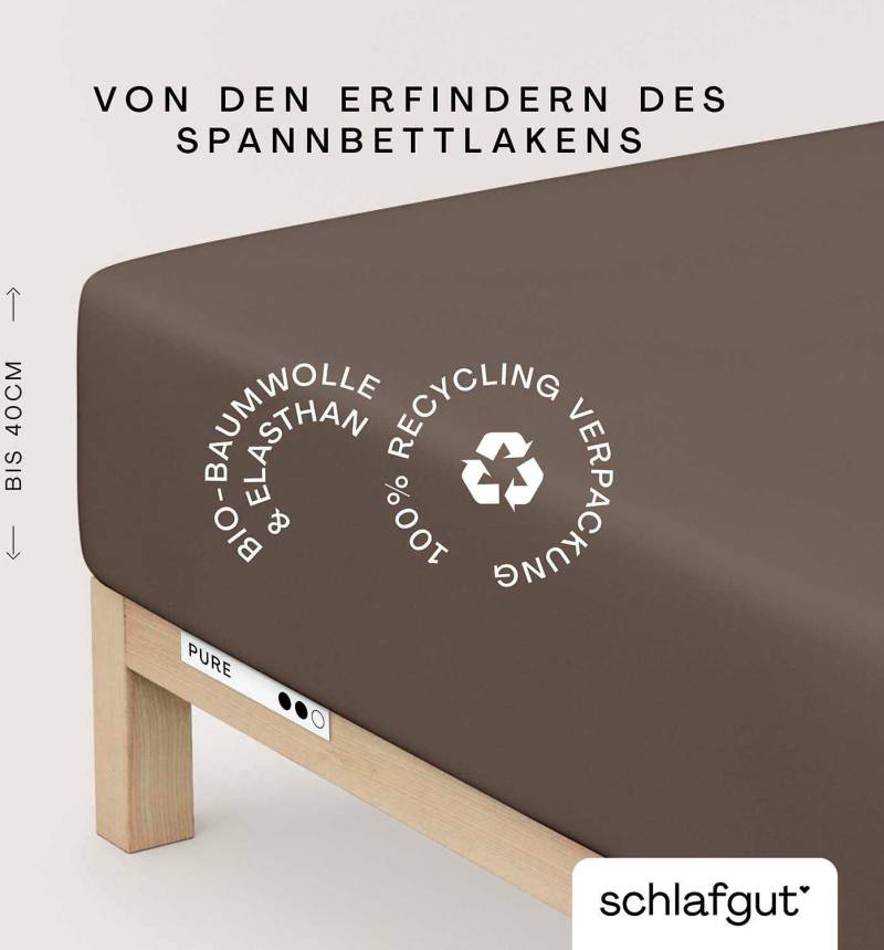 Schlafgut Spannbettlaken "PURE BOXSPRING in Gr. 90x200, 140x200 oder 180x200, für Boxspringbett" aus Bio-Baumwolle, für Matratzen bis 40 cm Höhe, Bettlaken von Schlafgut