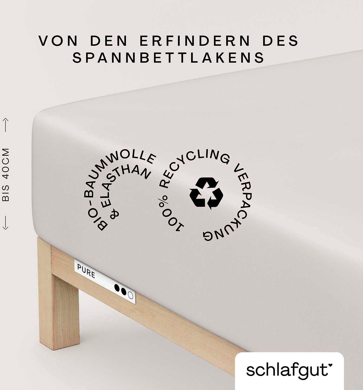 Schlafgut Spannbettlaken "PURE BOXSPRING in Gr. 90x200, 140x200 oder 180x200, für Boxspringbett" aus Bio-Baumwolle, für Matratzen bis 40 cm Höhe, Bettlaken von Schlafgut