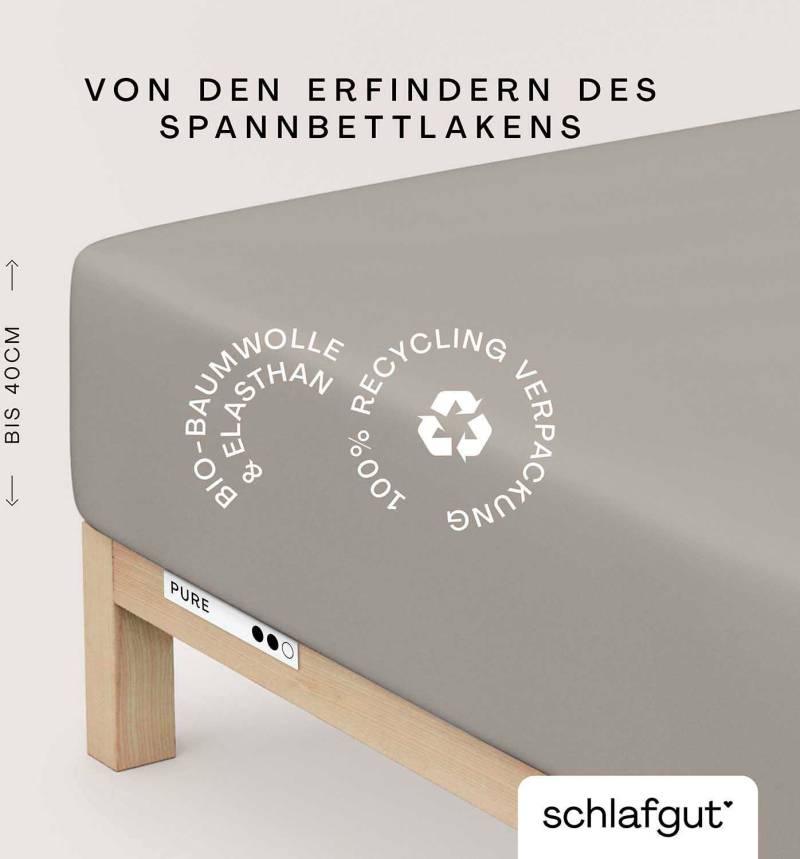 Schlafgut Spannbettlaken "PURE BOXSPRING in Gr. 90x200, 140x200 oder 180x200, für Boxspringbett" aus Bio-Baumwolle, für Matratzen bis 40 cm Höhe, Bettlaken von Schlafgut