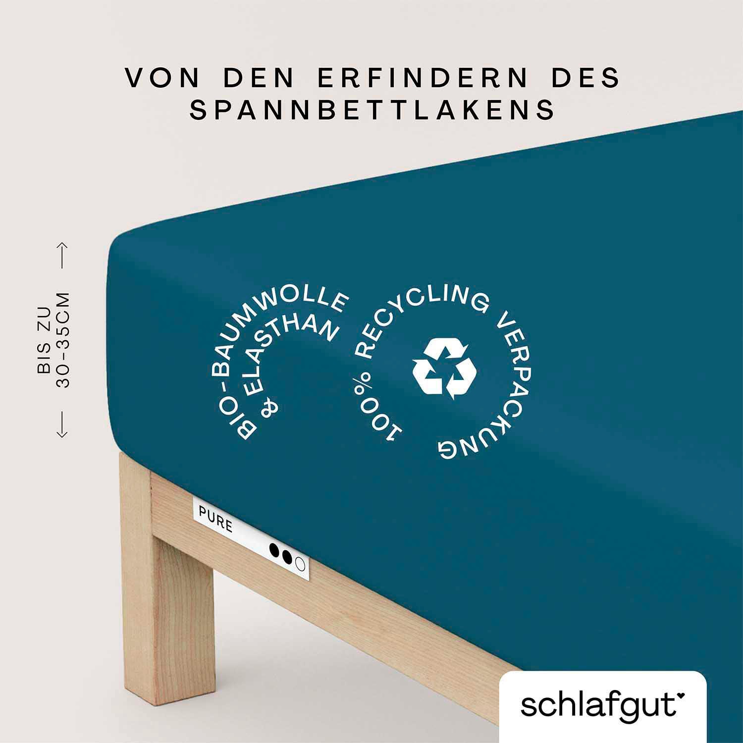 Schlafgut Spannbettlaken "PURE Bio-Baumwolle mit Elasthan, dehnbar blickdicht, straff, Bettlaken", PREMIUM Laken für Matratzen bis 30cm Höhe, in 90x200, 140x200, 180x200 von Schlafgut