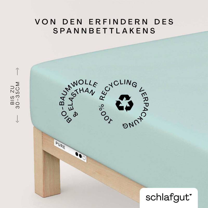Schlafgut Spannbettlaken "PURE Bio-Baumwolle mit Elasthan, dehnbar blickdicht, straff, Bettlaken" PREMIUM Laken für Matratzen bis 30cm Höhe, in 90x200, 140x200, 180x200 von Schlafgut