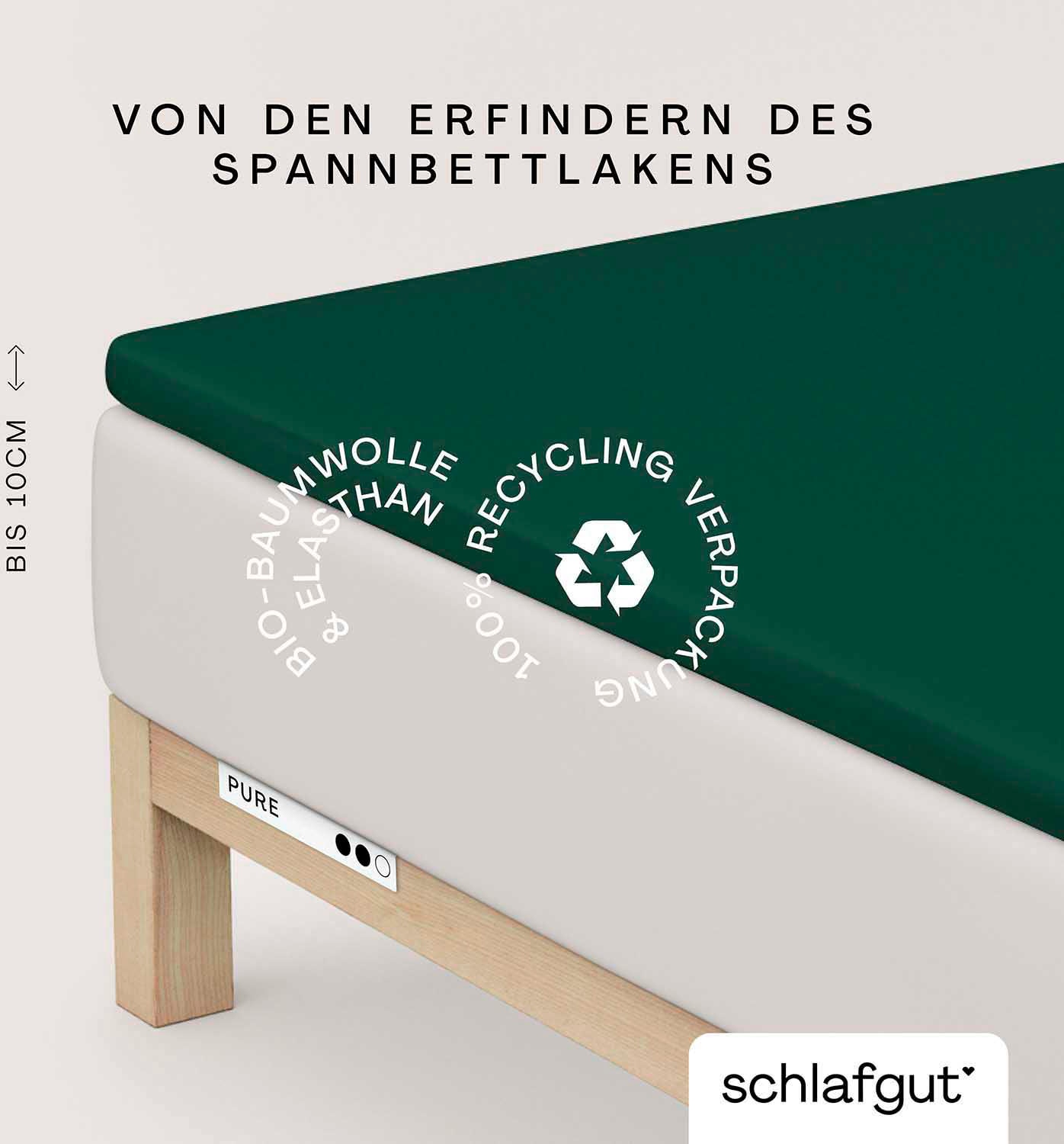 Schlafgut Spannbettlaken "PURE TOPPER in Gr. 90x200, 140x200 oder 180x200 cm, Laken für Topper" aus 100% Bio-Baumwolle, für Matratzen bis 10 cm Höhe, Bettlaken von Schlafgut