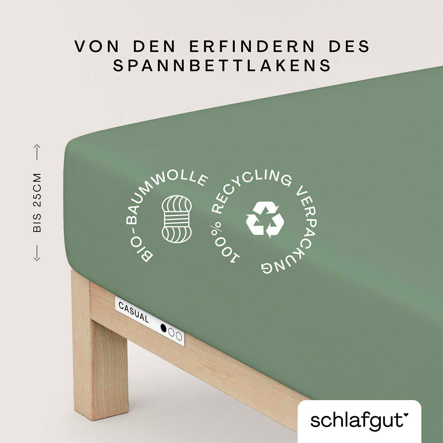 Schlafgut Spannbettlaken "CASUAL u.a. in Gr. 90x200, 140x200 oder 180x200 cm, 100% Bio-Baumwolle" von Schlafgut