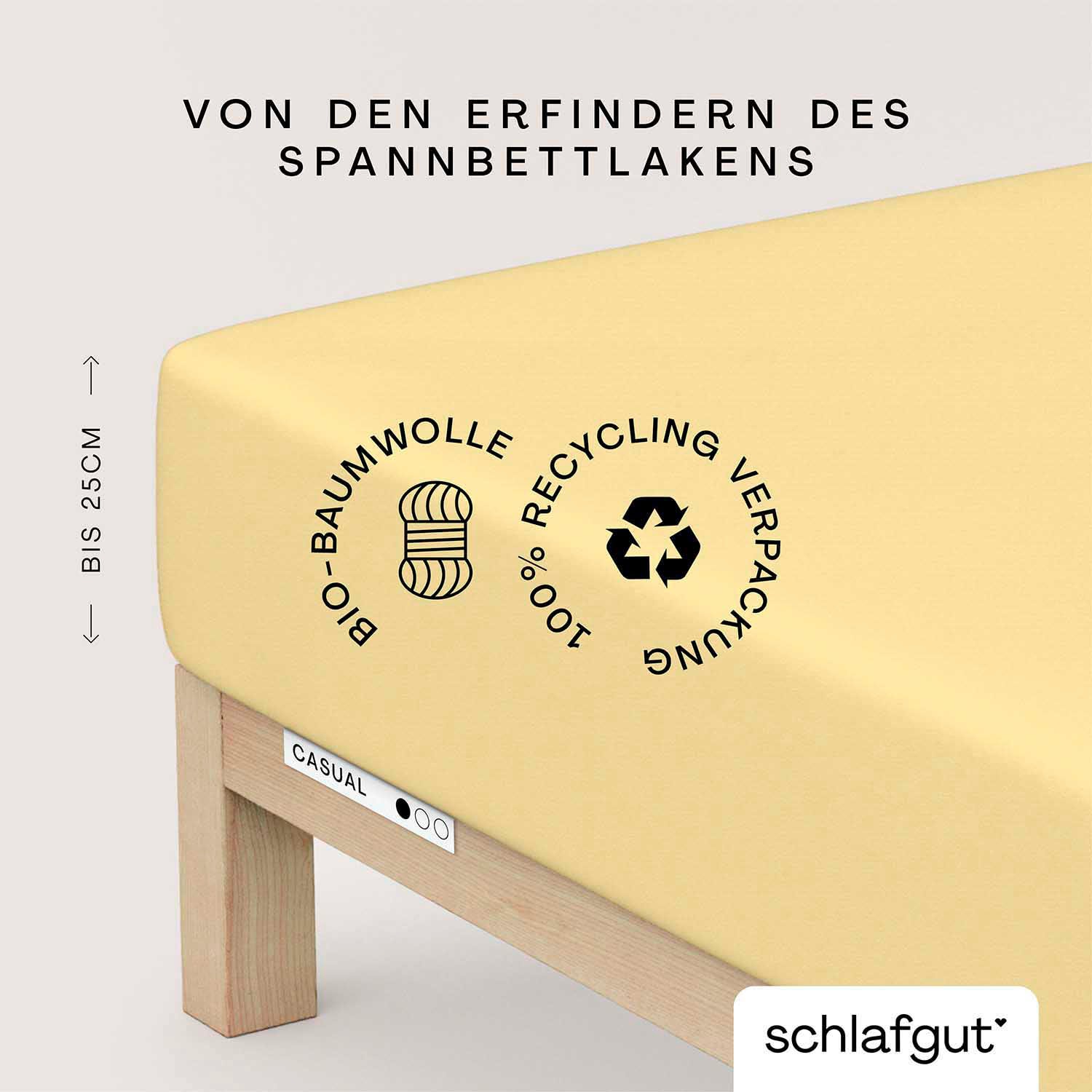 Schlafgut Spannbettlaken "CASUAL u.a. in Gr. 90x200, 140x200 oder 180x200 cm, 100% Bio-Baumwolle" von Schlafgut