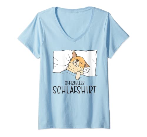 Damen Offizielles Schlafshirt Chihuahua, Schlafanzug Chihuahua T-Shirt mit V-Ausschnitt von Schlafshirt Für Herren Lustig, Damen Pyjama Hunde