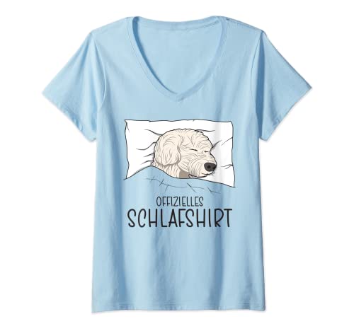 Damen Offizielles Schlafshirt Hund, Schlafanzug Nachthemd Malteser T-Shirt mit V-Ausschnitt von Schlafshirt Für Herren Lustig, Damen Pyjama Hunde
