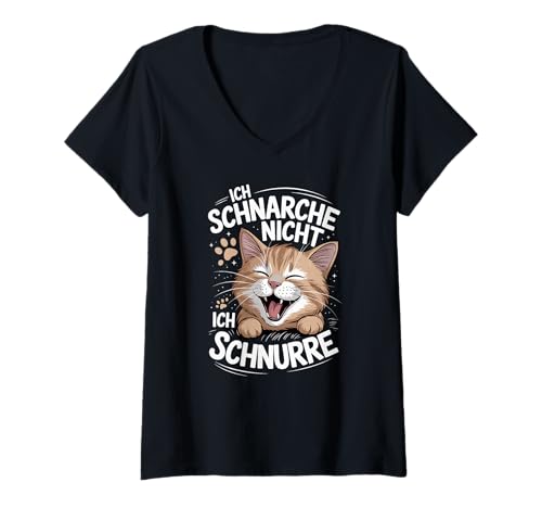 Damen Ich schlafe Nicht ich schnurre Schlafshirt Katzen lustig T-Shirt mit V-Ausschnitt Damen Ich schlafe Nicht ich schnurre Schlafshirt Katzen lustig T-Shirt mit V-Ausschnitt von Schlafshirt Katze lustig Spruch Nachthemd