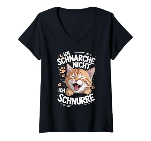 Damen Ich schlafe Nicht ich schnurre Schlafshirt Katzen lustig T-Shirt mit V-Ausschnitt Damen Ich schlafe Nicht ich schnurre Schlafshirt Katzen lustig T-Shirt mit V-Ausschnitt von Schlafshirt Katze lustig Spruch Nachthemd