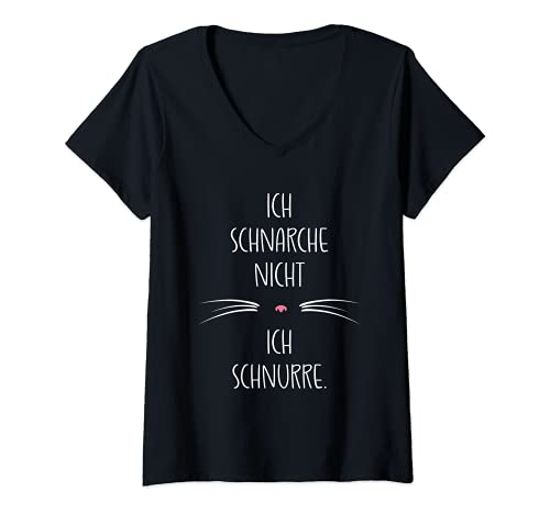 Damen Ich Schnarche Nicht Ich Schnurre - Schlafshirt Katzen Pyjama T-Shirt mit V-Ausschnitt von Schlafshirts für Damen und Mädchen