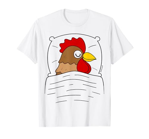 Schlafshirt Hahn Braun mit Kissen Weiß T-Shirt Schlafshirt Hahn Braun mit Kissen Weiß T-Shirt von Schlafys