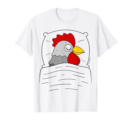 Schlafshirt Hahn mit Kissen Weiß T-Shirt Schlafshirt Hahn mit Kissen Weiß T-Shirt von Schlafys