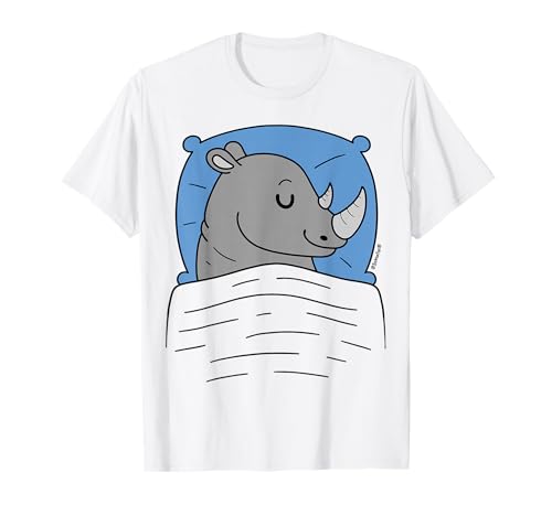 Schlafshirt Nashorn mit Kissen Blau T-Shirt Schlafshirt Nashorn mit Kissen Blau T-Shirt von Schlafys