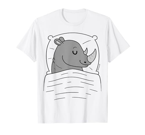 Schlafshirt Nashorn mit Kissen Weiß T-Shirt Schlafshirt Nashorn mit Kissen Weiß T-Shirt von Schlafys