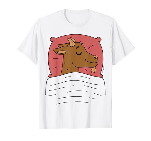 Schlafshirt Ziege Braun mit Kissen Rot T-Shirt von Schlafys