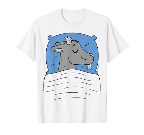 Schlafshirt Ziege Grau mit Kissen Blau T-Shirt von Schlafys