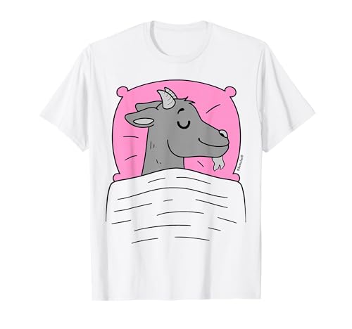 Schlafshirt Ziege Grau mit Kissen Rosa T-Shirt Schlafshirt Ziege Grau mit Kissen Rosa T-Shirt von Schlafys