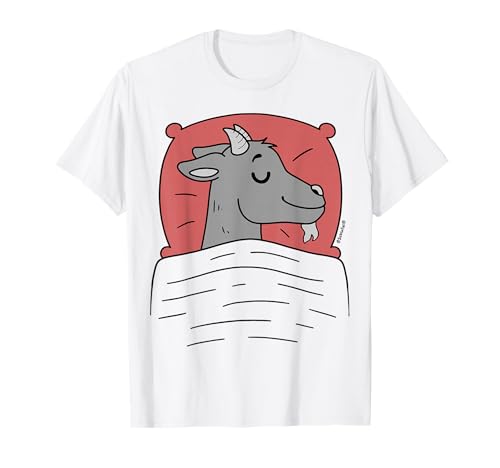 Schlafshirt Ziege Grau mit Kissen Rot T-Shirt von Schlafys