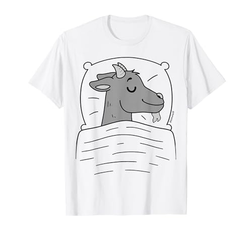 Schlafshirt Ziege Grau mit Kissen Weiß T-Shirt Schlafshirt Ziege Grau mit Kissen Weiß T-Shirt von Schlafys